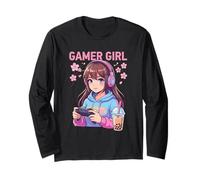 Gamer Cat Kawaii Boba Tea Japanese Blossom Manga Larga
