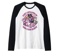 Gamer Cats Side Quest Distracted Cute Nerd Girl Unicorn RPG Camiseta Manga Raglan