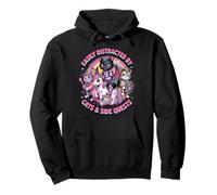 Gamer Cats Side Quest Distracted Cute Nerd Girl Unicorn RPG Sudadera con Capucha