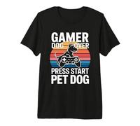 Gamer Dog Lover Press Start Pet Dog Gaming Camiseta Premium