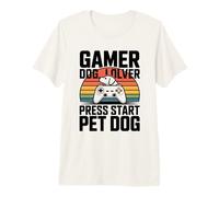 Gamer Dog Lover Press Start Pet Dog Gaming Camiseta Premium