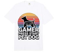 Gamer Dog Lover Press Start Pet Dog Gaming Comfort Colors Adult Heavyweight T-Shirt