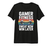 Gamer Fitness Sweat Ahora GANA más Tarde Entrenamiento de Juego Camiseta Premium