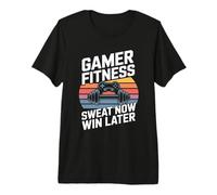 Gamer Fitness Sweat Ahora GANA más Tarde Entrenamiento de Juego Camiseta Premium