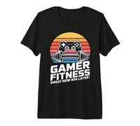 Gamer Fitness Sweat Ahora GANA más Tarde Entrenamiento de Juego Camiseta Premium