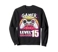 Gamer Girl Level 15 Unlocked Video Game 15th Birthday Girls Sudadera