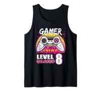Gamer Girl Level 8 Unlocked Video Game 8th Birthday Girls Camiseta sin Mangas
