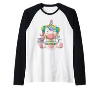 Gamer Girl Unicorn Gaming Cute Video Game Women Kids Girls Camiseta Manga Raglan