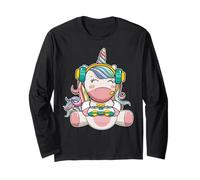 Gamer Girl Unicorn Gaming Cute Video Game Women Kids Girls Manga Larga