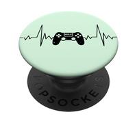 Gamer Heartbeat Video Game On Gaming Gift T-Shirt PopSockets PopGrip Adhesivo