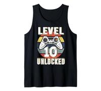 Gamer Level 10 Unlocked Video Game 10th Birthday Boys Girls Camiseta sin Mangas