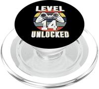 Gamer Level 14 Unlocked Video Game 14th Birthday Boys Girls PopSockets PopGrip para MagSafe