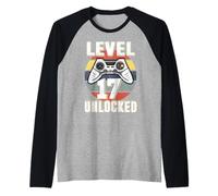 Gamer Level 17 Unlocked Video Game 17th Birthday Boys Girls Camiseta Manga Raglan