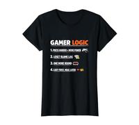 Gamer Logic Funny Diciendo Video Juego Reglas Sarcásticas Humor Camiseta gráfica económica, Mujer, Negro, S