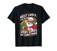 Gamer Santa Claus Christmas Pajama Gaming Kids Boys Men Camiseta