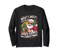 Gamer Santa Claus Christmas Pajama Gaming Kids Boys Men Manga Larga