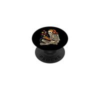 Gamer Skeleton Boy con Auriculares, Corazones Retro Pixel de 8 bits PopSockets PopGrip Adhesivo