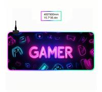 GAMER01 - Alfombrilla de Ratón Gaming RGB Grande - 14 de Luz, Control Táctil, , Base de Goma Antideslizante para Teclado de Computadora, Alfombrilla Profesional de Mesa para Jugadores de Esports