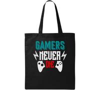 Gamers Never Die Broken Controller - Bolsa de algodón ecológico natural, color negro, Black, Talla única