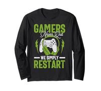 Gamers Never Quit We Simply Restart Funny Video Game Lovers Manga Larga