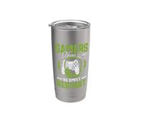 Gamers Never Quit We Simply Restart Funny Video Game Lovers Vaso térmico de acero inoxidable de doble pared