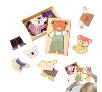 Games Vestidos - Tablero de Madera para aprender, divertirse y clasificar con una función de juego interactiva, vestir muñecas para niñas, preescolar, material colorido, juego de cad