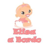 GamesMonkey Pegatina Bimbo Infantil a Bordo - Elisa - Nombre Personalizado 12cm - Hembra - Pegatinas Automático Exterior Vinilo Brillante