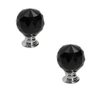 gamet ®, Pomo GP14, fabricado en zamak y cristal, color negro, pack de 2 unidades. El toque único y excepcional para tus muebles.