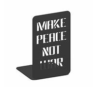 GAMET sujeta Libros de Metal, Modelo Make Peace Not War, Haz Paz no Guerra,1 Pieza, Color Negro. Sujetalibros, Soporte para organizar Libros, revistas. Ideal para estantería o Escritorio.