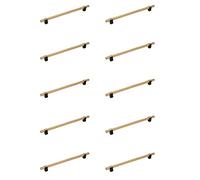 gamet ® Tirador UD35, CC 192 mm, madera FSC®, color roble y negro, pack de 10 tiradores. Tiradores perfectos para cualquier armario y cajón.