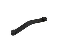gamet ® Tirador UL24, fabricado en cuero y acero inoxidable, distancia entre orificios de montaje 128 mm, color negro con botón negro, 1 unidad. Tiradores perfectos para cualquier armario y cajón.