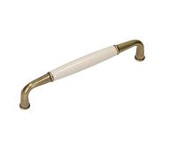 gamet® Tirador UP16 Colección Scandi, CC 128 mm, fabricado en zamak y porcelana, acabado herraje latón y porcelana crema, 1 unidad. El toque vintage para tus muebles.