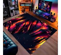 Gaming Alfombra Habitación Juvenil, Diseño Neón Luminoso con Estilo Gamer, Alfombra Decorativa Patrones de Rayos Humo Texturas Animales para Sala de Juegos, Dormitorio y Oficina, 100x120 cm, Color 1