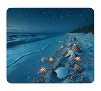 Gaming Alfombrilla de Ratón para Bordes Cosidos, Cielo Estrellado Alfombrilla Ratón Pequeña 200x180mm con Base de Goma Natural Antideslizante para Jugadores/Oficina/Hogar Regalo, Playa I-6475