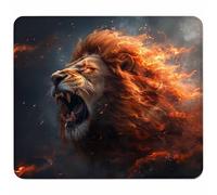 Gaming Alfombrilla de Ratón para Bordes Cosidos, Rojo Alfombrilla Ratón Pequeña 200x180mm con Base de Goma Natural Antideslizante para Jugadores/Oficina/Hogar, Regalos para Hombre, LeóN 2-2549