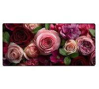 Gaming Alfombrilla Ratón 600x300x3mm MousePad XXL Flor, Alfombrilla Gaming Rosa, Impermeable Antideslizante MousePad, Mejora la Precisión y la Velocidad, Gamer Tapete Rato PC Accesorios Gifts 5-8M75