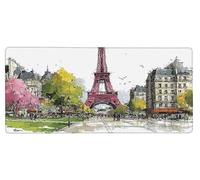 Gaming Alfombrilla Ratón 600x300x3mm MousePad XXL ParíS, Alfombrilla Gaming Torre Eiffel, Impermeable Antideslizante MousePad, Mejora la Precisión y Velocidad, Gamer Tapete Rato PC Accesorios O-WJ41