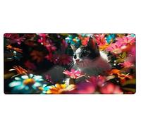 Gaming Alfombrilla Ratón 700x300x3mm MousePad XXL Gato, Alfombrilla Gaming Flor, Impermeable Antideslizante MousePad, Mejora la Precisión y la Velocidad, Gamer Tapete Rato PC Accesorios Gifts P-U455