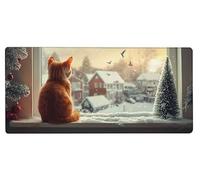 Gaming Alfombrilla Ratón 700x300x3mm MousePad XXL Gato, Alfombrilla Gaming Nieve, Impermeable Antideslizante MousePad, Mejora la Precisión y la Velocidad, Gamer Tapete Rato PC Accesorios Gifts 5-8I72