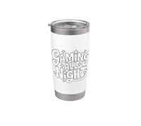 Gaming All Night Funny Gamer Joke For Late Night Gamers Vaso térmico de acero inoxidable de doble pared