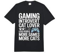 Gaming Amante de los Gatos introvertido Menos Personas Más Juegos Más Gatos Comfort Colors Adult Heavyweight T-Shirt