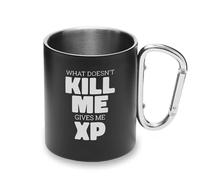 Gaming Exeperience What Doesnt Kill Me Give Me XP - Mosquetón de metal, taza de camping