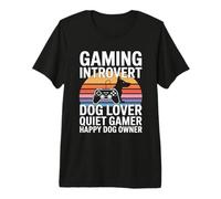 Gaming Introvertido Amante Tranquilo Jugador Feliz Dueño de Perro Camiseta Premium