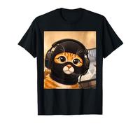 Gaming Meme Máscara Negra Gato Auriculares Streamer Juegos Broma Camiseta