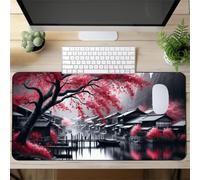Gaming Mouse Mat Ancient Town, Large Mouse Pad 900x400mm Thickness 2MM, Improved Precision and Speed, Non-Slip Base Mousepad with Stitched Edges for Gaming, Office & Home