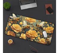 Gaming Mouse Mat Bee Flower, Large Mouse Pad 1200x600mm Thickness 3MM, Improved Precision and Speed, Non-Slip Base Mousepad with Stitched Edges for Gaming, Office & Home