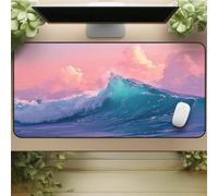 Gaming Mouse Mat Blue Wave, Large Mouse Pad 700x300mm Thickness 2MM, Improved Precision and Speed, Non-Slip Base Mousepad with Stitched Edges for Gaming, Office & Home