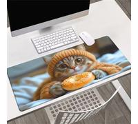 Gaming Mouse Mat Cat Bread, Large Mouse Pad 900x300mm Thickness 2MM, Improved Precision and Speed, Non-Slip Base Mousepad with Stitched Edges for Gaming, Office & Home