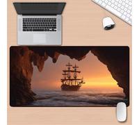 Gaming Mouse Mat Cave Sailboat, Large Mouse Pad 1200x600mm Thickness 2MM, Improved Precision and Speed, Non-Slip Base Mousepad with Stitched Edges for Gaming, Office & Home