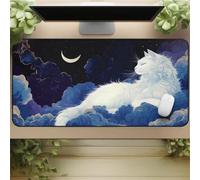Gaming Mouse Mat Cloud Cat, Large Mouse Pad 1200x600mm Thickness 2MM, Improved Precision and Speed, Non-Slip Base Mousepad with Stitched Edges for Gaming, Office & Home